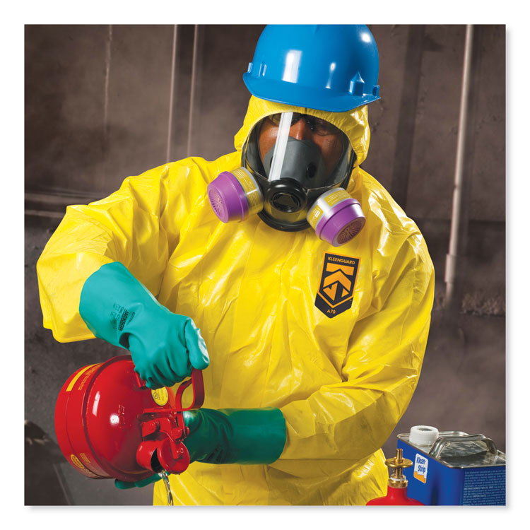KleenGuard™ A70 Chemical Spray Protection Coveralls, Hooded, Storm Flap, Large, Yellow, 12/Carton (KCC09813) Case of 12