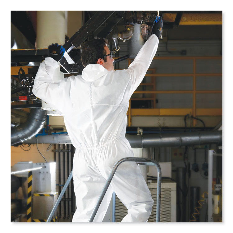 KleenGuard™ A20 Breathable Particle Protection Coveralls, Elastic Back, Hood and Boots, Large, White, 24/Carton (KCC49123) Case of 25
