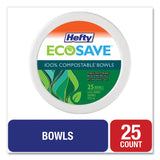 Hefty® ECOSAVE Tableware, Bowl, Bagasse, 16 oz, White, 25/Pack, 12 Packs/Carton (RFPD71625)