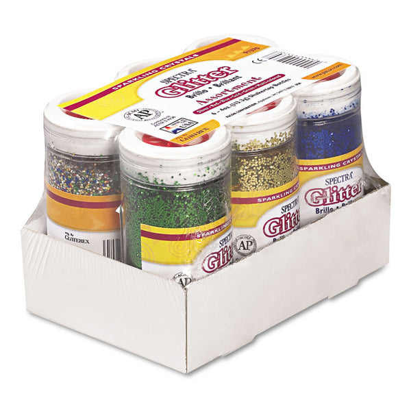 Pacon® Spectra Glitter, 0.04 Hexagon Crystals, Assorted, 4 oz Shaker-Top Jar, 6/Pack (PAC91370) Carton of 6