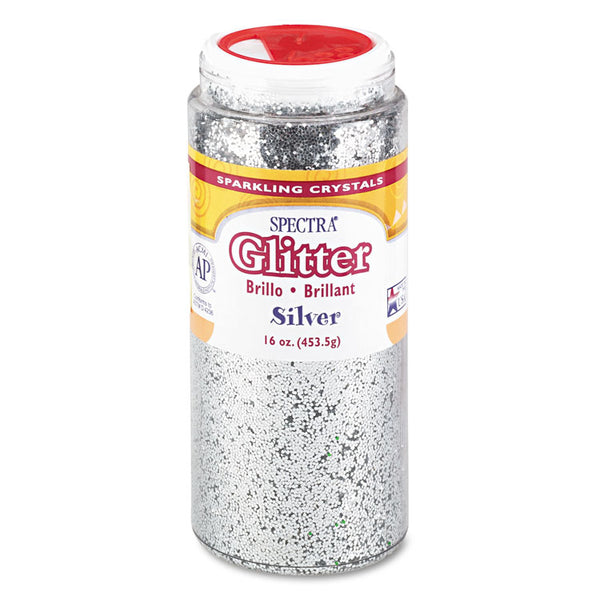 Pacon® Spectra Glitter, 0.04 Hexagon Crystals, Silver, 16 oz Shaker-Top Jar (PAC91710) Each