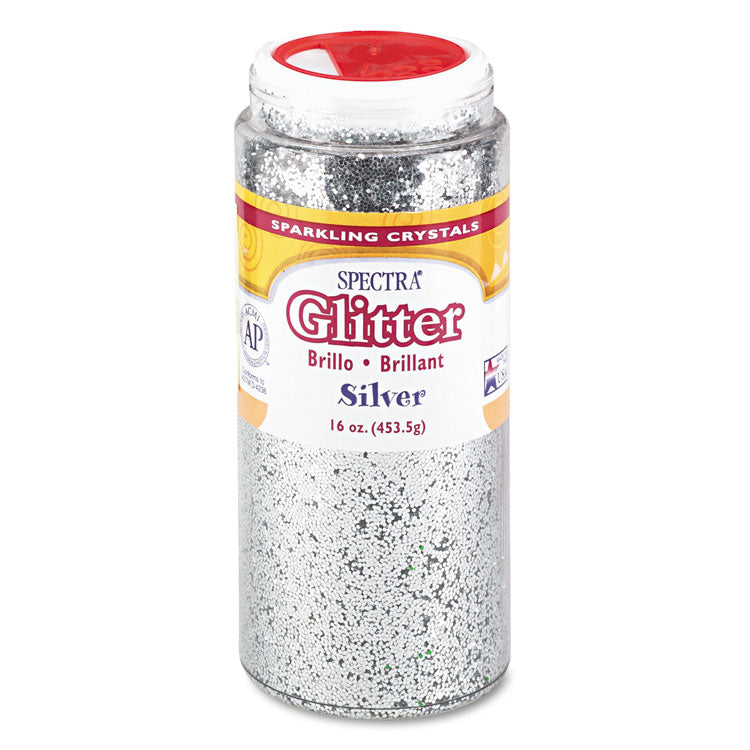 Pacon® Spectra Glitter, 0.04 Hexagon Crystals, Silver, 16 oz Shaker-Top Jar (PAC91710)