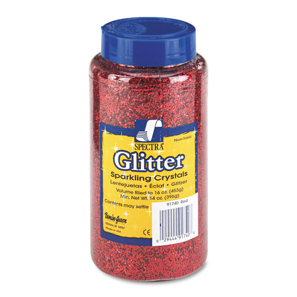 Pacon® Spectra Glitter, 0.04 Hexagon Crystals, Red, 16 oz Shaker-Top Jar (PAC91740) Each