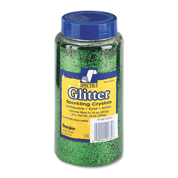 Pacon® Spectra Glitter, 0.04 Hexagon Crystals, Green, 16 oz Shaker-Top Jar (PAC91760) Each