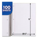 Mead® Spiral Notebook, 3-Hole Punched, 1-Subject, Medium/College Rule, Randomly Assorted Cover Color, (100) 11 x 8 Sheets (MEA06622) Each
