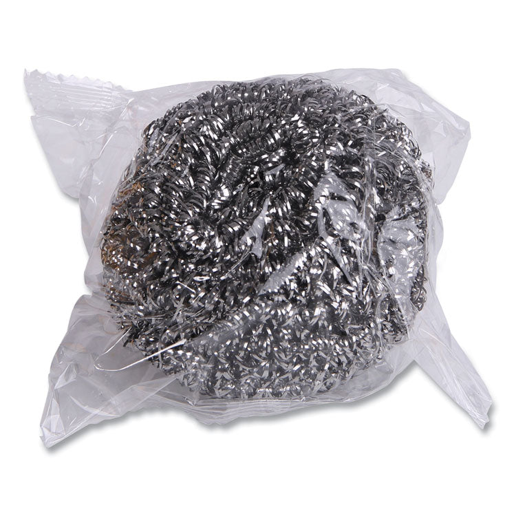 Boardwalk® Stainless Steel Scrubber, Large Size, 2.5 x 2.75, Steel Gray, 12/Carton (BWK50)