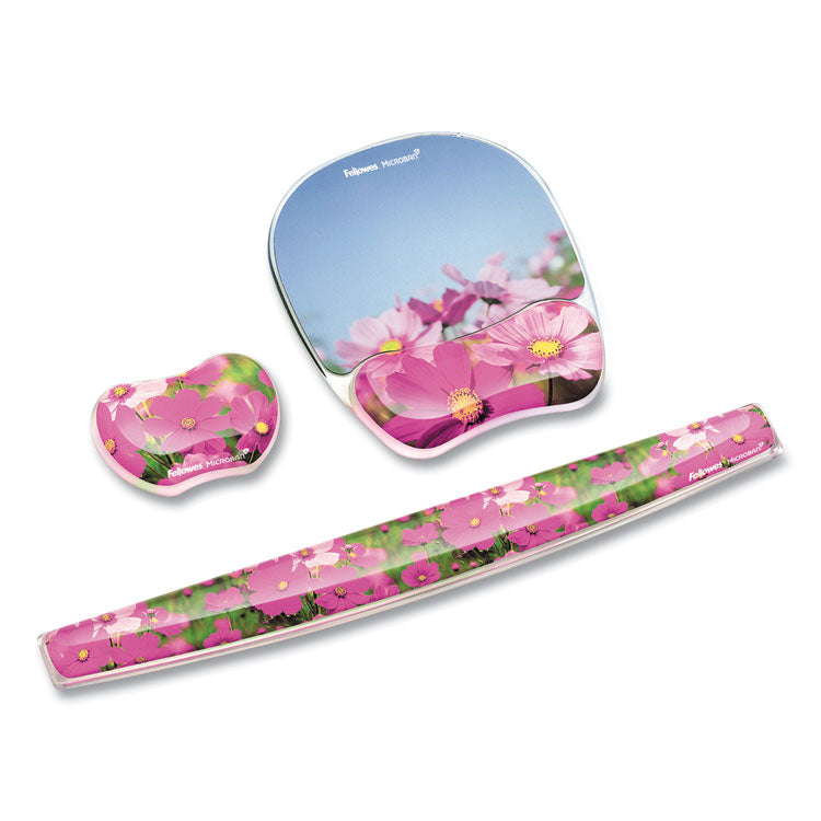 Fellowes® Photo Gel Keyboard Wrist Rest with Microban Protection, 18.56 x 2.31, Pink Flowers Design (FEL9179101)