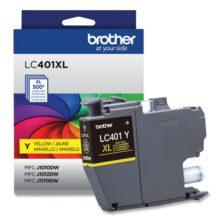 Brother LC401XLYS High-Yield Ink, 500 Page-Yield, Yellow (BRTLC401XLYS)