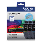 Brother LC4013PKS Ink, 200 Page-Yield, Cyan/Magenta/Yellow, 3/Pack (BRTLC4013PKS) Pack of 3