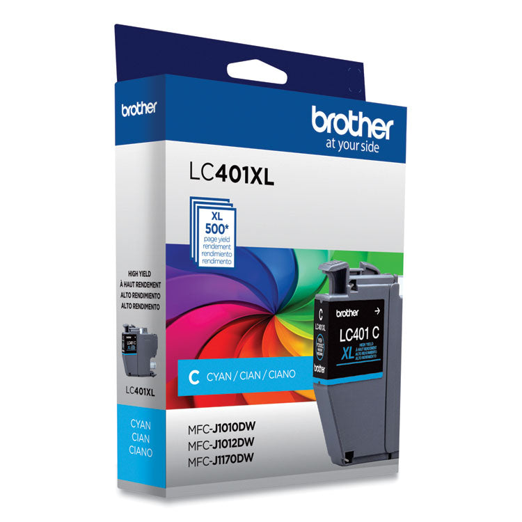 Brother LC401XLCS High-Yield Ink, 500 Page-Yield, Cyan (BRTLC401XLCS)