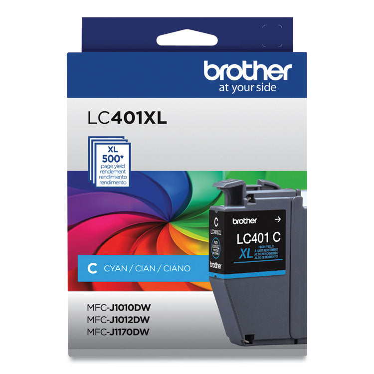 Brother LC401XLCS High-Yield Ink, 500 Page-Yield, Cyan (BRTLC401XLCS)