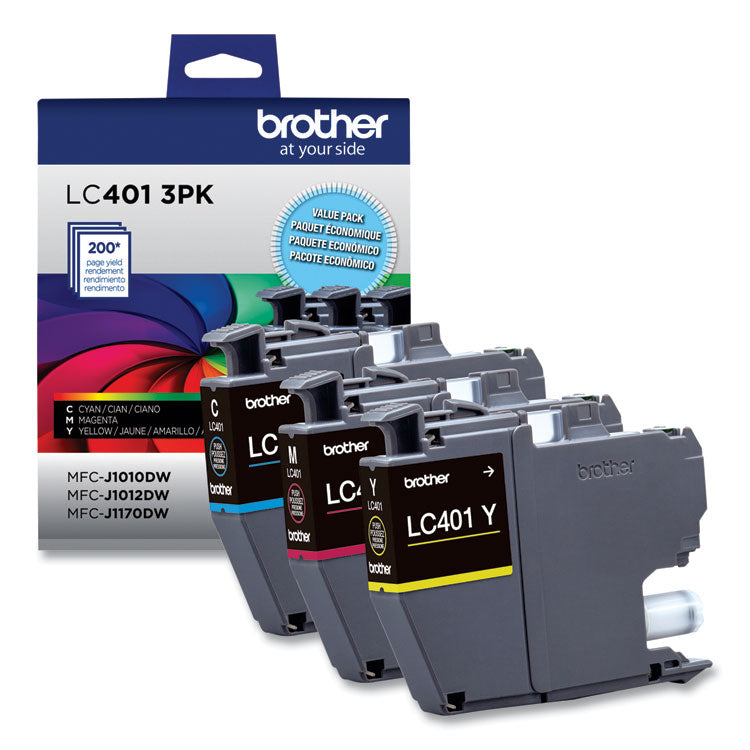 Brother LC4013PKS Ink, 200 Page-Yield, Cyan/Magenta/Yellow, 3/Pack (BRTLC4013PKS) Pack of 3
