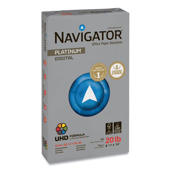 Navigator® Platinum Paper, 99 Bright, 20 lb Bond Weight, 8.5 x 14, White, 500 Sheets/Ream, 10 Reams/Carton (SNANPL1420) 10 Reams