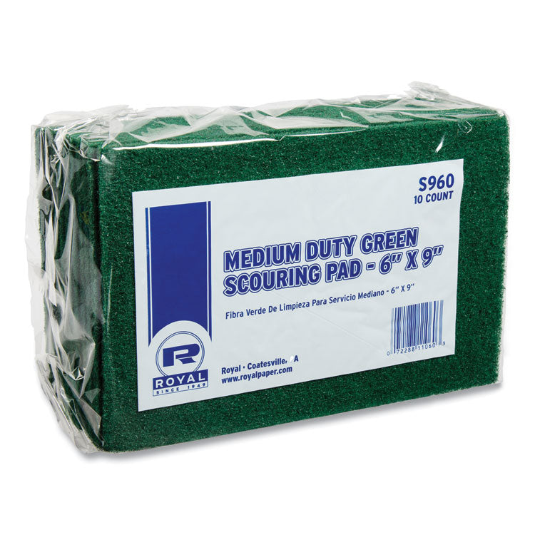 AmerCareRoyal® Medium-Duty Scouring Pad, 6 x 9, Green, 10 Pads/Pack, 6 Packs/Carton (RPPS960) 6 Packs of 10