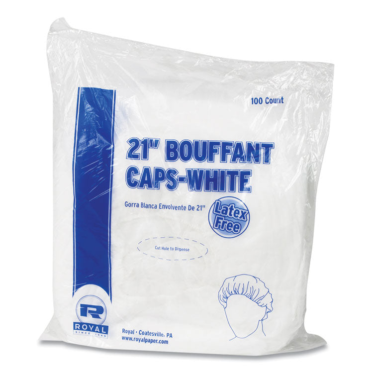 AmerCareRoyal® Latex-Free Operating Room Cap, Pleated, Polypropylene, 21", White, 100 Caps/Pack, 10 Packs/Carton (RPPRP110NWP) Case of 1000