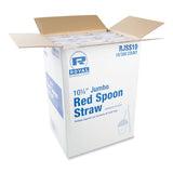 AmerCareRoyal® Jumbo Spoon Straw, 10.25", Plastic, Red, 300/Pack, 18 Packs/Carton (RPPRJSS10)