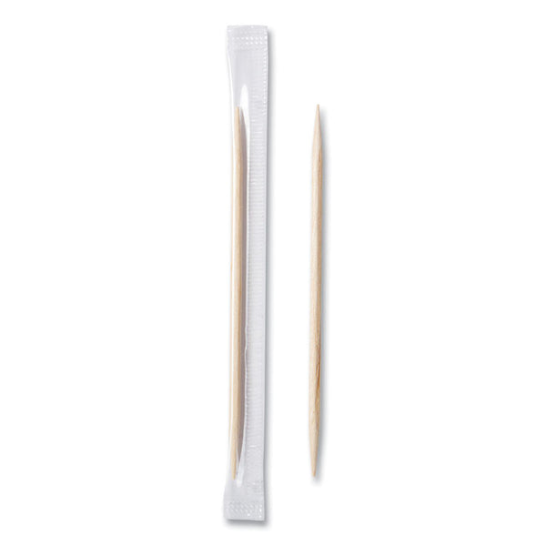 AmerCareRoyal® Cello-Wrapped Round Wood Toothpicks, 2.5", Natural, 1,000/Box, 15 Boxes/Carton (RPPRIW15)