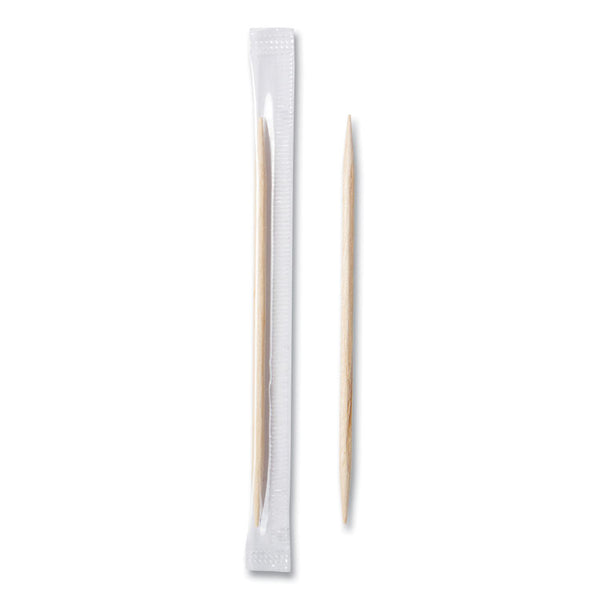 AmerCareRoyal® Cello-Wrapped Round Wood Toothpicks, 2.5", Natural, 1,000/Box, 15 Boxes/Carton (RPPRIW15) Case of 15000