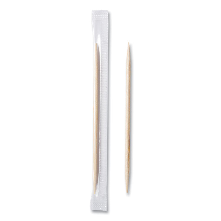 AmerCareRoyal® Cello-Wrapped Round Wood Toothpicks, 2.5", Natural, 1,000/Box, 15 Boxes/Carton (RPPRIW15) Case of 15000