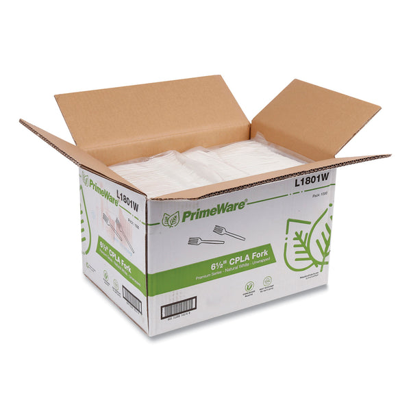AmerCareRoyal® CPLA Cutlery, Heavyweight Fork, Plastic, White, 1,000/Carton (RPPL1801W) Case of 1000