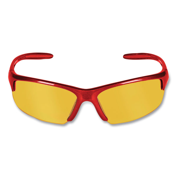 KleenGuard™ Equalizer Safety Glasses, Red Frames, Amber/Yellow Lens, 12/Box (ANS21299) Box of 12