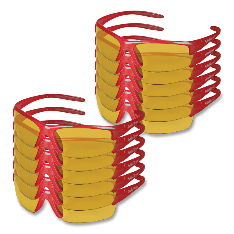 KleenGuard™ Equalizer Safety Glasses, Red Frames, Amber/Yellow Lens, 12/Box (ANS21299) Box of 12