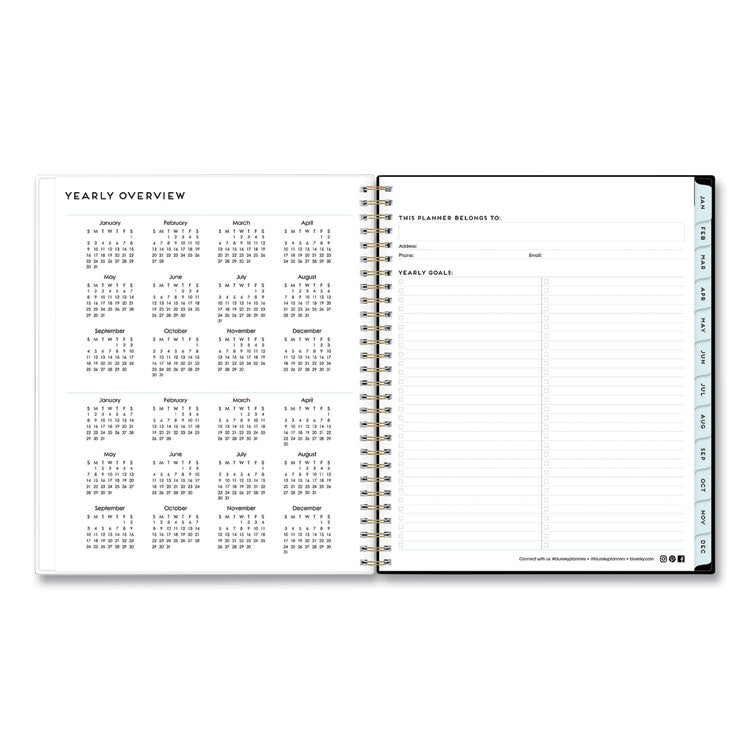 Baccara Dark Monthly Planner, Floral Artwork, 10 x 8, Gray/Black/Gold Cover, 12-Month (Jan to Dec): 2025 (BLS110216) Each