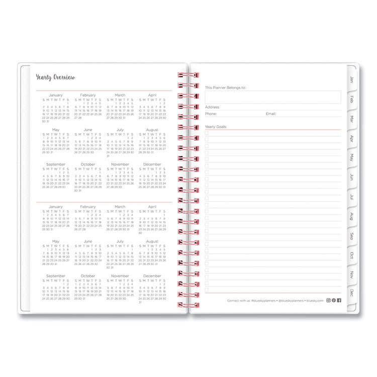 Blue Sky® Joselyn Weekly/Monthly Planner, Floral Artwork, 8 x 5, Pink/Peach/Black Cover, 12-Month (Jan to Dec): 2026 (BLS110396) Each