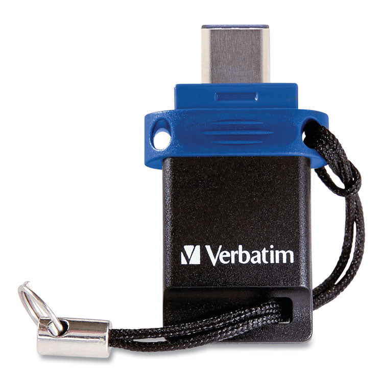 Verbatim® Store ‘n' Go Dual USB 3.0 Flash Drive for USB-C Devices, 32 GB, Blue (VER99154)