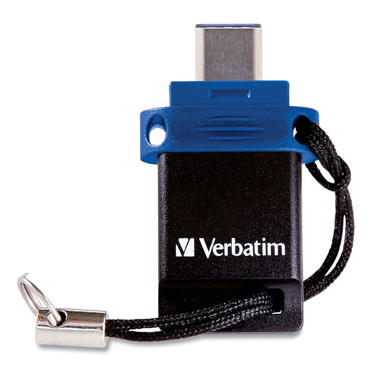 Verbatim® Store ‘n' Go Dual USB 3.0 Flash Drive for USB-C Devices, 64 GB, Blue (VER99155)