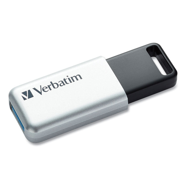 Verbatim® Store 'n' Go Secure Pro USB Flash Drive with AES 256 Encryption, 128 GB, Silver (VER70057)