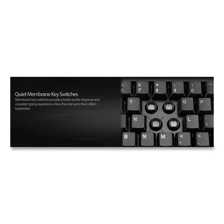 Adesso WKB1330CB Wireless Desktop Keyboard and Mouse Combo, 2.4 GHz Frequency/30 ft Wireless Range, Black (ADEWKB1330CB) Each