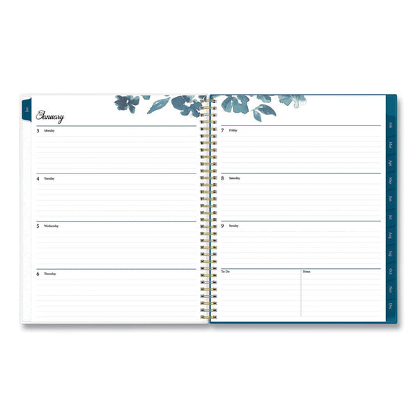 Bakah Blue Weekly/Monthly Planner, Floral Artwork, 11 x 8.5, Blue/White Cover, 12-Month (Jan to Dec): 2025 (BLS137261) Each