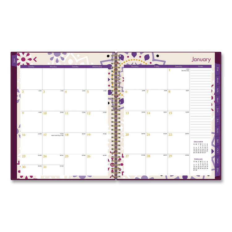 Gili Weekly/Monthly Planner, Jewel Tone Artwork, 11 x 8.5, Plum Cover, 12-Month (Jan to Dec): 2025 (BLS117889) Each