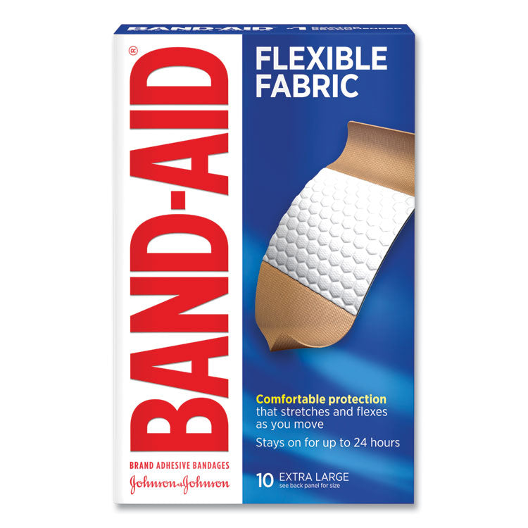 BAND-AID® Flexible Fabric Extra Large Adhesive Bandages, 1.75 x 4, 10/Box (JOJ5685) Box of 10