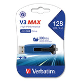 Verbatim® V3 Max USB 3.0 Flash Drive, 128 GB, Blue (VER49808)