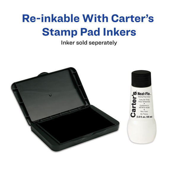 Carter's™ Pre-Inked Micropore Stamp Pad, 4.25" x 2.75", Black (AVE21281)
