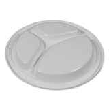 Tablemate® Plastic Dinnerware, Compartment Plates, 9" dia, White, 125/Pack (TBL19644WH)