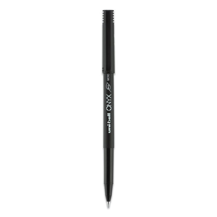 uniball® ONYX Roller Ball Pen, Stick, Extra-Fine 0.5 mm, Black Ink, Black Barrel, Dozen (UBC60040) 1 Dozen