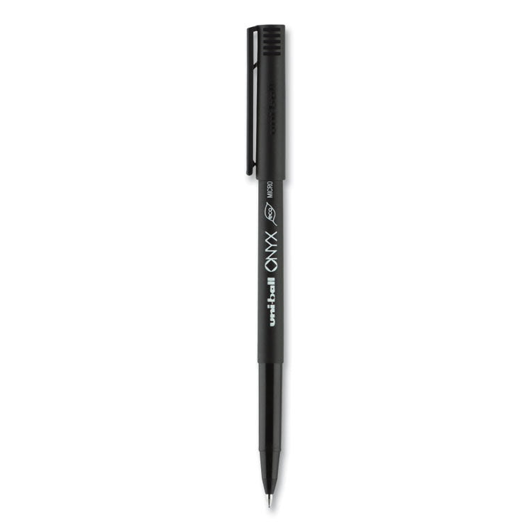 uniball® ONYX Roller Ball Pen, Stick, Extra-Fine 0.5 mm, Black Ink, Black Barrel, Dozen (UBC60040) 1 Dozen