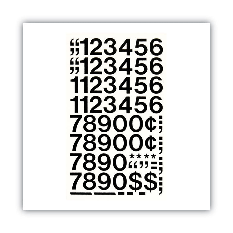 Chartpak® Press-On Vinyl Numbers, Self Adhesive, Black, 1"h, 44/Pack (CHA01130)