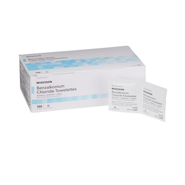 McKesson Antiseptic Skin Towelette Individual Packet Unscented 100 Count (865276_CS) 1000/CS
