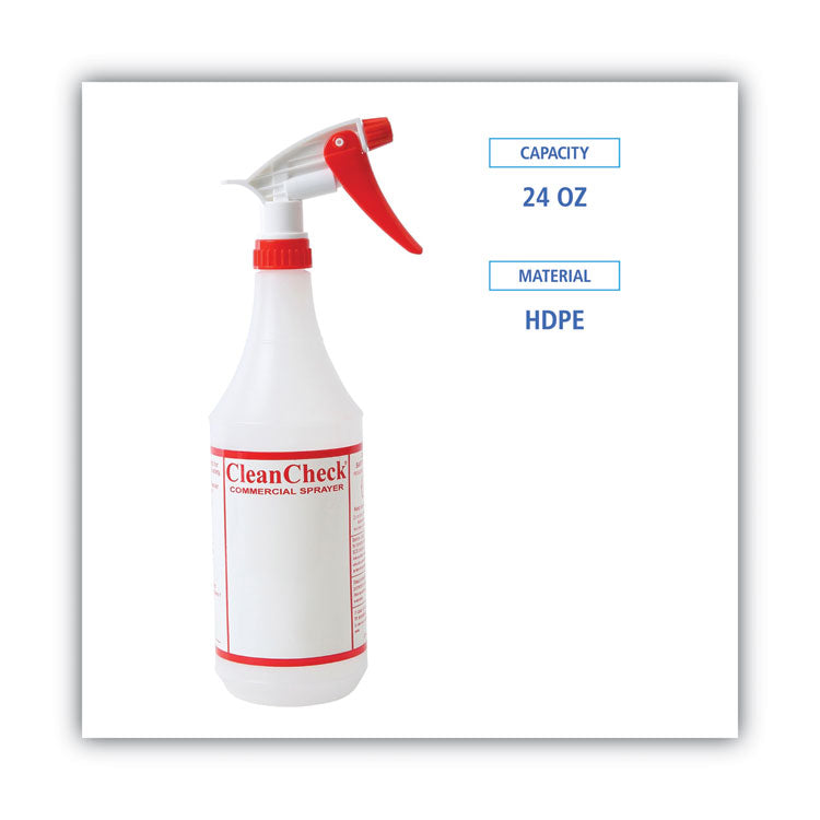 Boardwalk® Trigger Spray Bottle, 32 oz, Clear/Red, HDPE, 3/Pack (BWK03010)