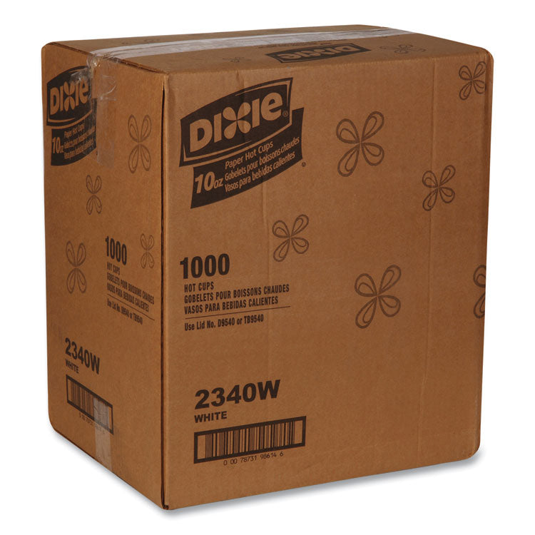 Dixie® Paper Hot Cups, 10 oz, White, 50/Sleeve, 20 Sleeves/Carton (DXE2340W)