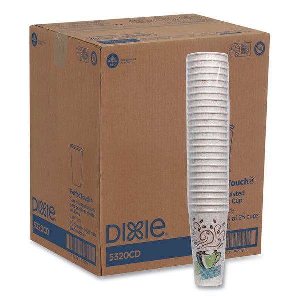 Dixie® PerfecTouch Paper Hot Cups, 20 oz, Coffee Haze Design, 25/Sleeve, 20 Sleeves/Carton (DXE5320CD)