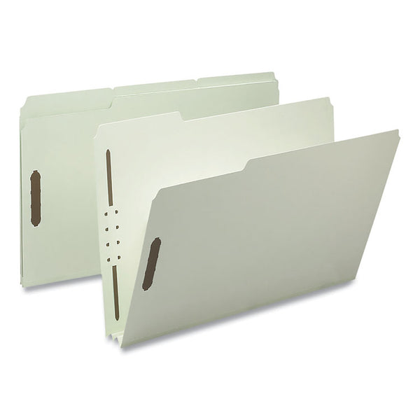 Smead™ Recycled Pressboard Fastener Folders, 3" Expansion, 2 Fasteners, Legal Size, Gray-Green Exterior, 25/Box (SMD20005)