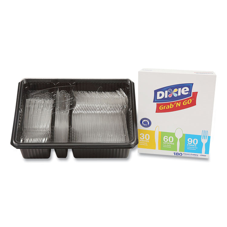 Dixie® Heavyweight Polystyrene Cutlery, Clear, Knives/Spoons/Forks, 180/Pack, 10 Packs/Carton (DXECH0369DX7)