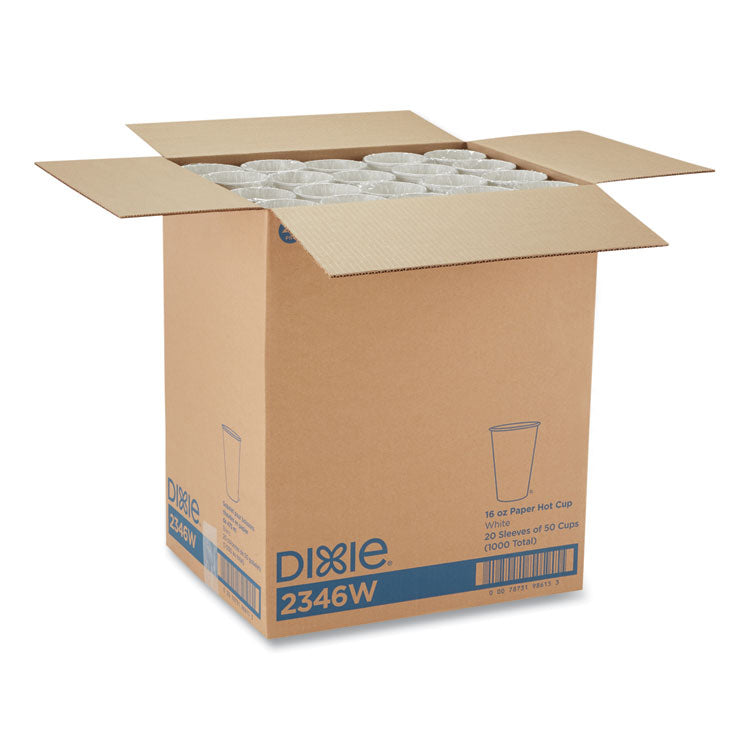 Dixie® Paper Hot Cups, 16 oz, White, 50/Sleeve, 20 Sleeves/Carton (DXE2346W)