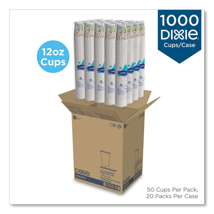 Dixie® PerfecTouch Paper Hot Cups, 12 oz, Coffee Haze Design, 50/Sleeve, 20 Sleeves/Carton (DXE5342CD)