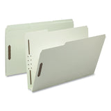 Smead™ Recycled Pressboard Fastener Folders, 2" Expansion, 2 Fasteners, Legal Size, Gray-Green Exterior, 25/Box (SMD20004)